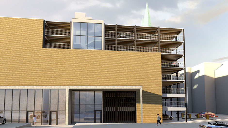 Neubau Parkhaus Wehdehof Lübeck -Planungsvariante- Architektur Visualisierung Modelldigital Lübeck